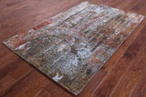 Contemporary Hand Knotted Wool & Silk Rug - 4' 0" X 6' 1" - Golden Nile