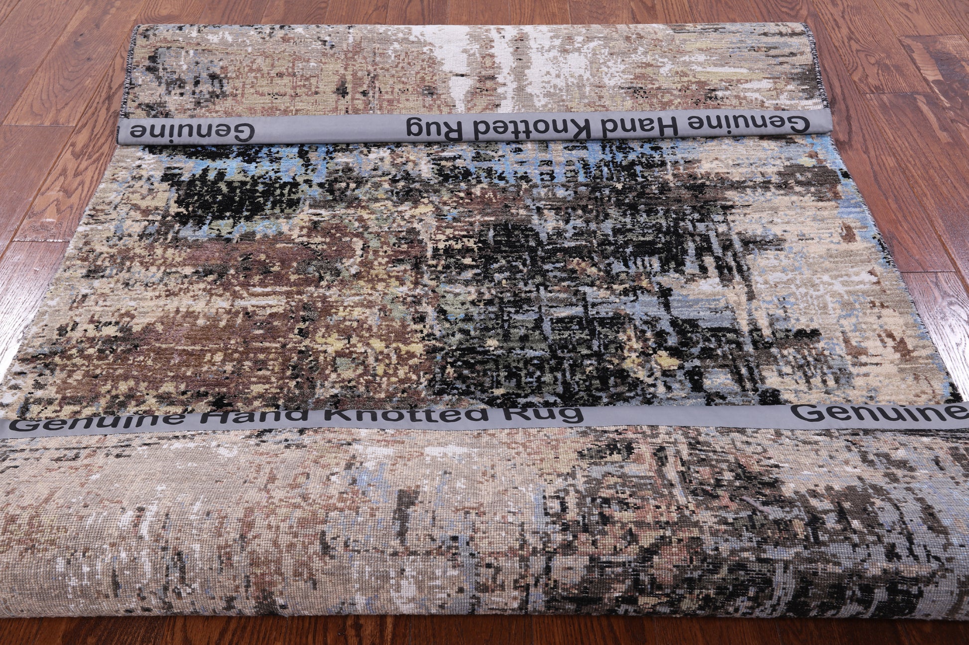 Abstract Contemporary Hand Knotted Wool & Silk Rug - 4' 0" X 6' 2" - Golden Nile