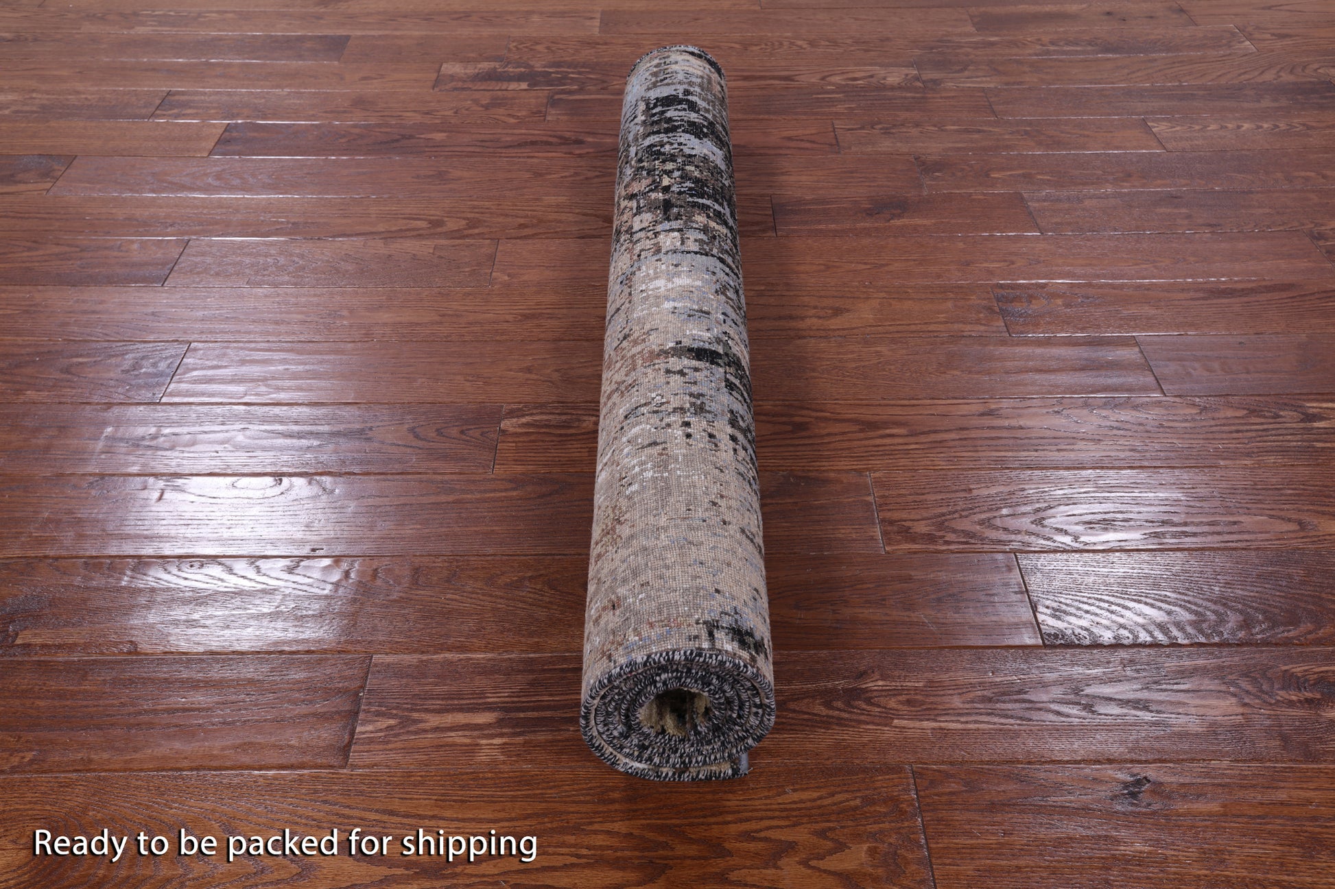 Abstract Contemporary Hand Knotted Wool & Silk Rug - 4' 0" X 6' 2" - Golden Nile