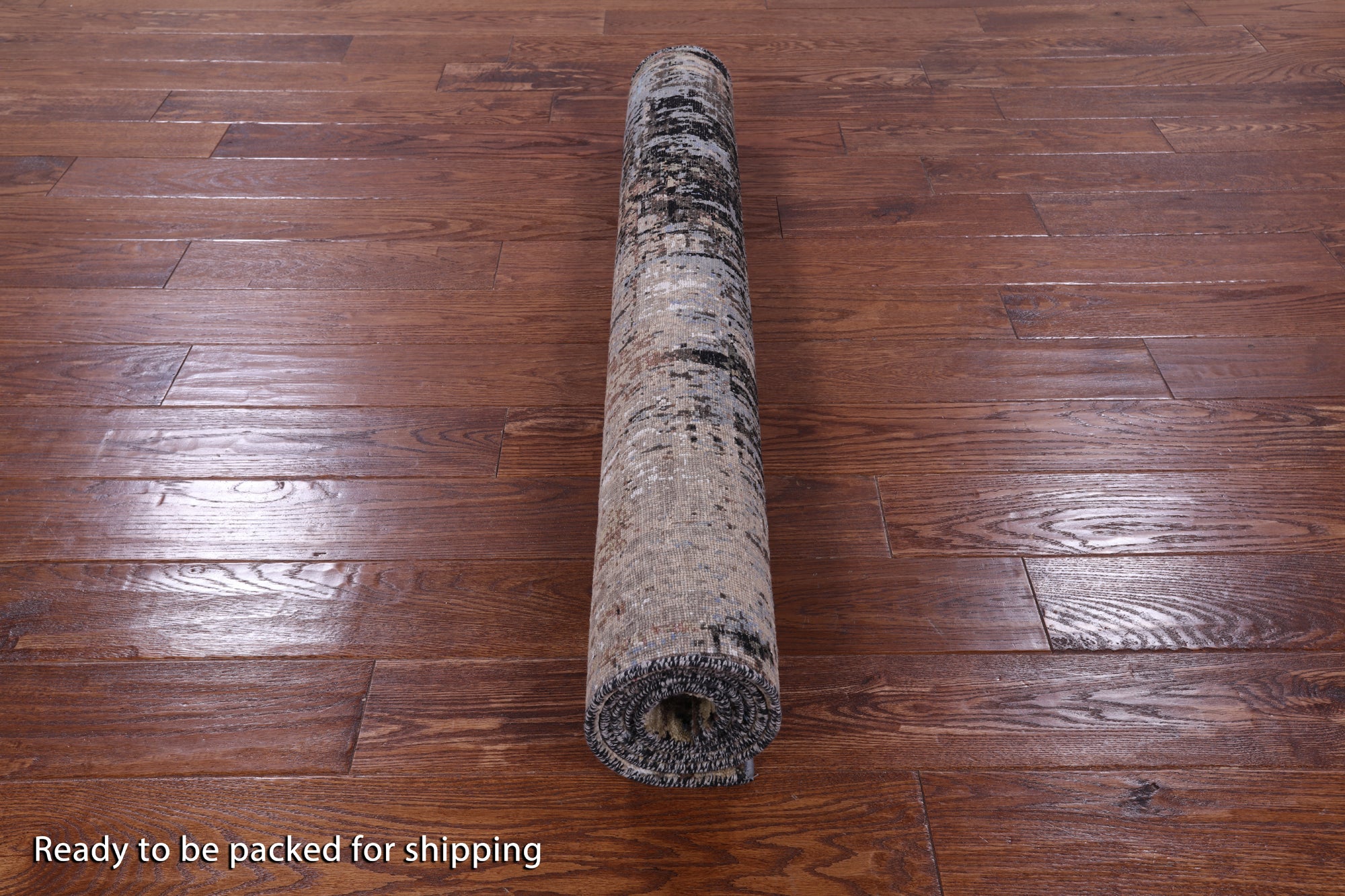 Abstract Contemporary Hand Knotted Wool & Silk Rug - 4' 0" X 6' 2" - Golden Nile