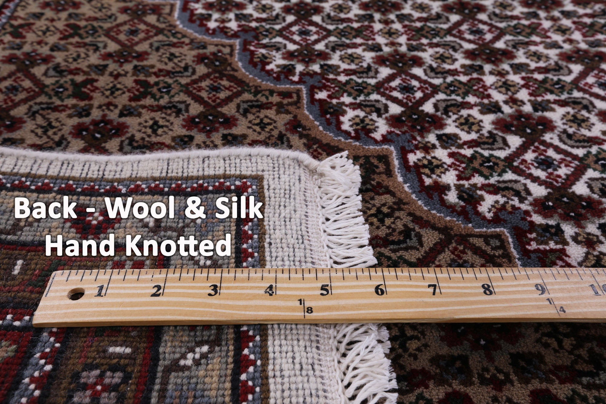 Ivory Bijar Hand Knotted Wool & Silk Rug - 6' 1" X 9' 0" - Golden Nile