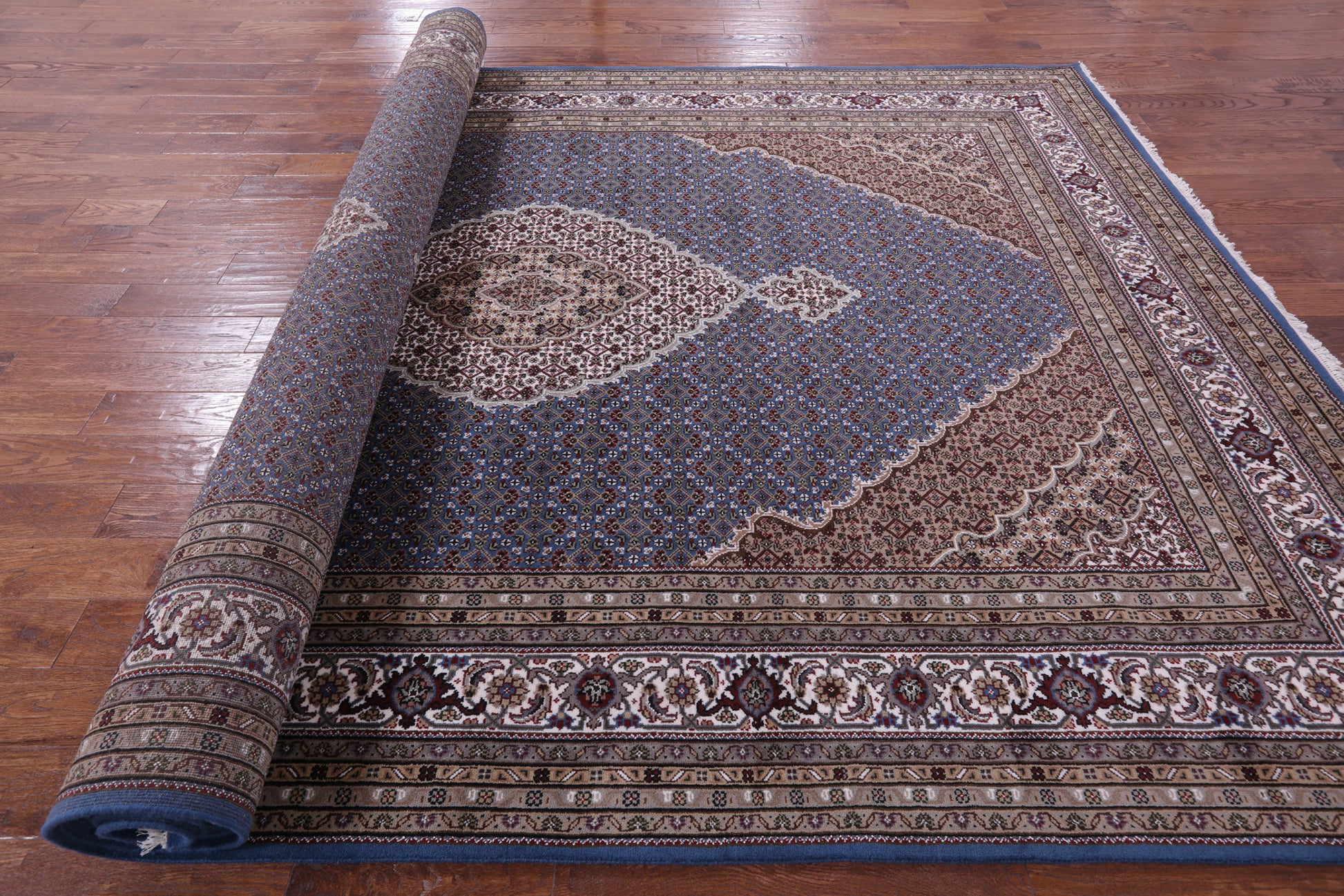 Blue Bijar Hand Knotted Wool & Silk Rug - 8' 3" X 16' 9" - Golden Nile