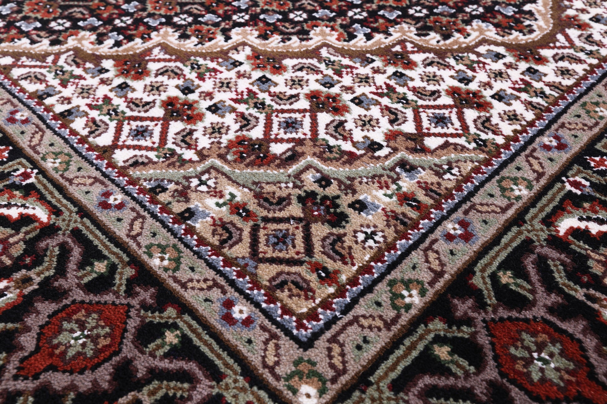 Black Bijar Hand Knotted Wool & Silk Runner Rug - 4' 0" X 15' 8" - Golden Nile