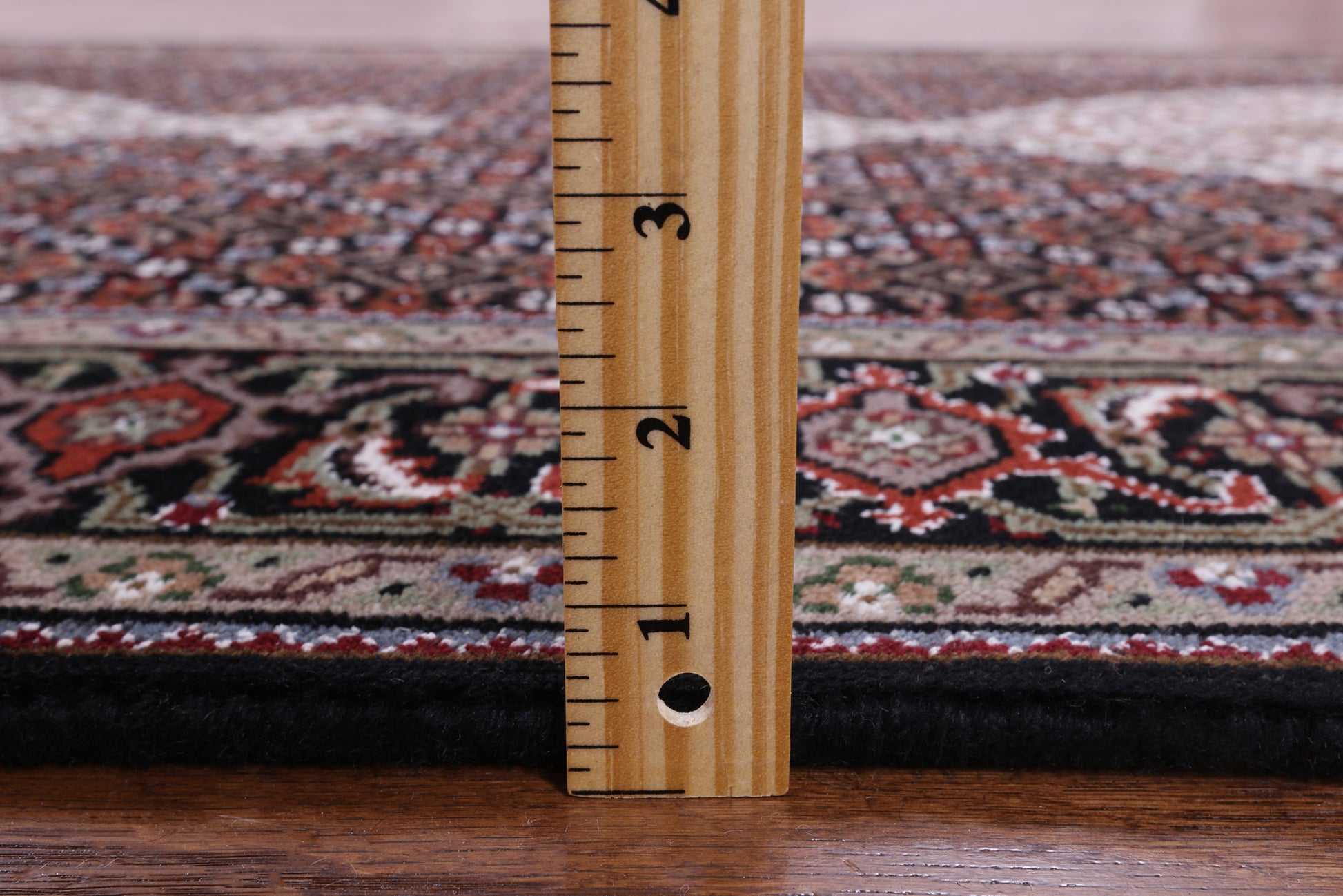 Black Bijar Hand Knotted Wool & Silk Runner Rug - 4' 0" X 15' 8" - Golden Nile