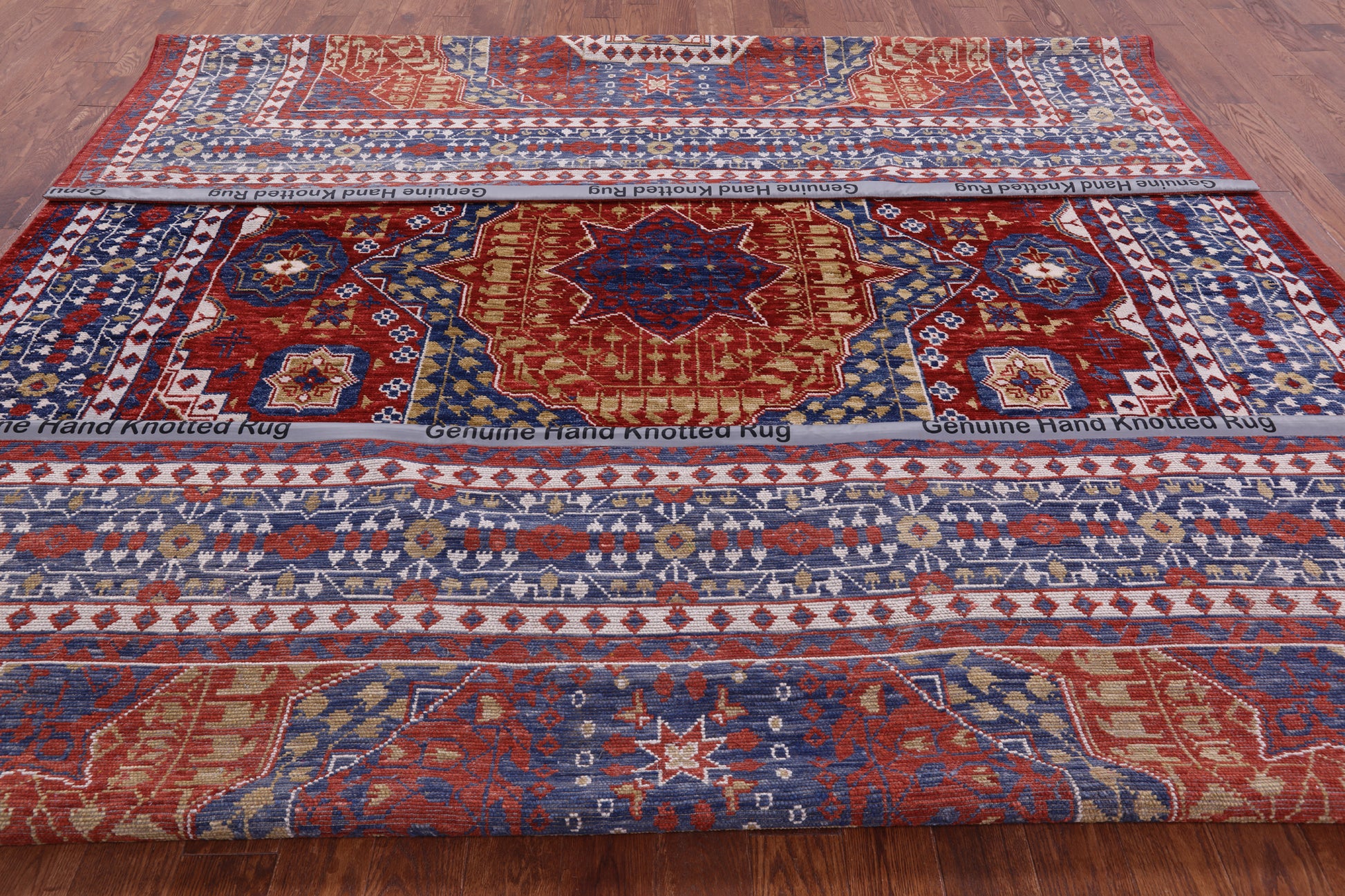 Geometric Persian Mamluk Hand Knotted Wool Rug - 10' 2" X 13' 10" - Golden Nile