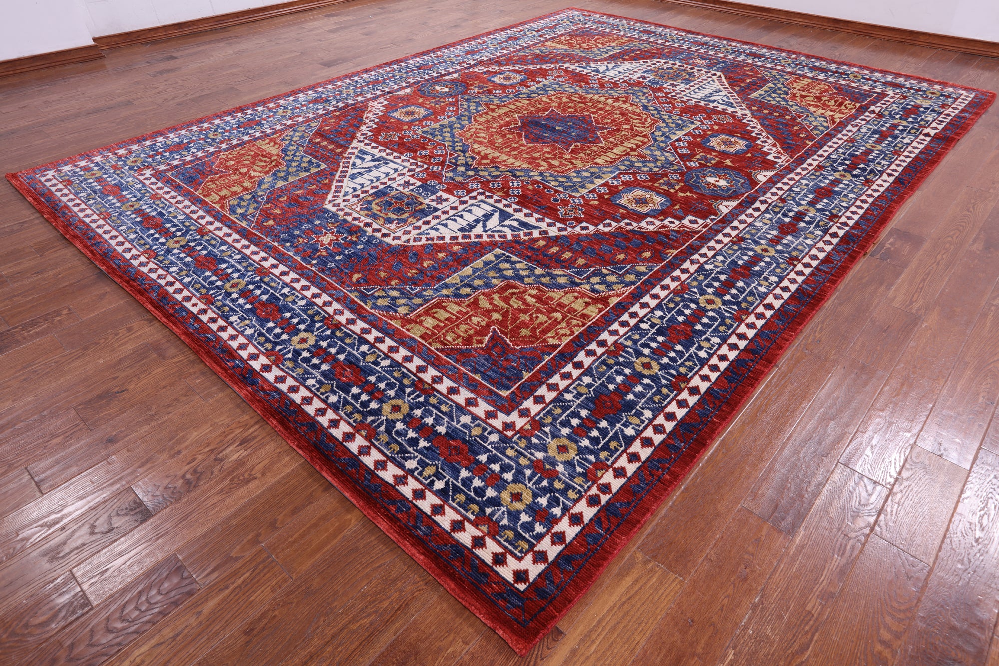 Geometric Persian Mamluk Hand Knotted Wool Rug - 10' 2" X 13' 10" - Golden Nile