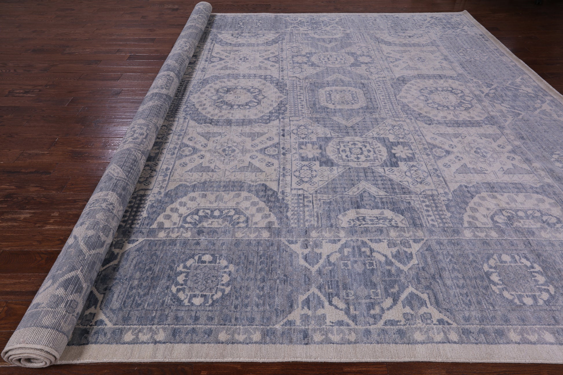 Geometric Persian Mamluk Hand Knotted Wool Rug - 12' 3" X 15' 1" - Golden Nile