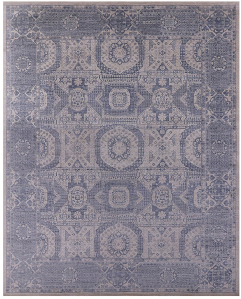 Geometric Persian Mamluk Hand Knotted Wool Rug - 12' 3" X 15' 1" - Golden Nile