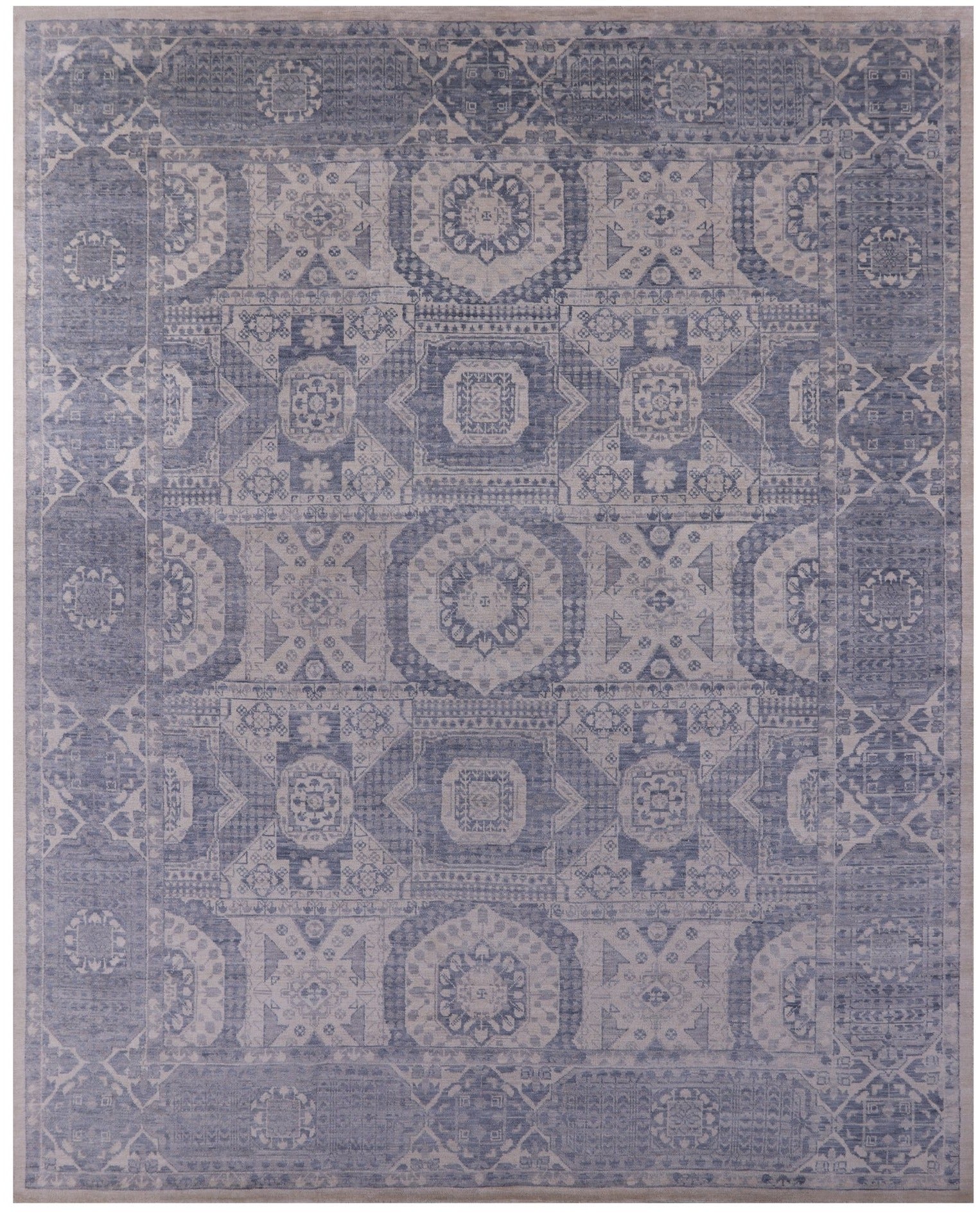 Geometric Persian Mamluk Hand Knotted Wool Rug - 12' 3" X 15' 1" - Golden Nile