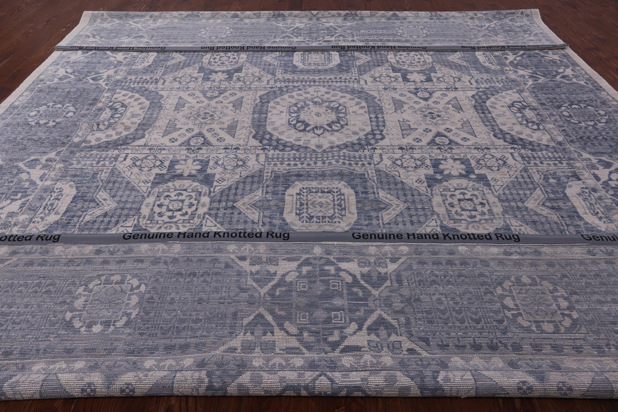 Geometric Persian Mamluk Hand Knotted Wool Rug - 12' 3" X 15' 1" - Golden Nile