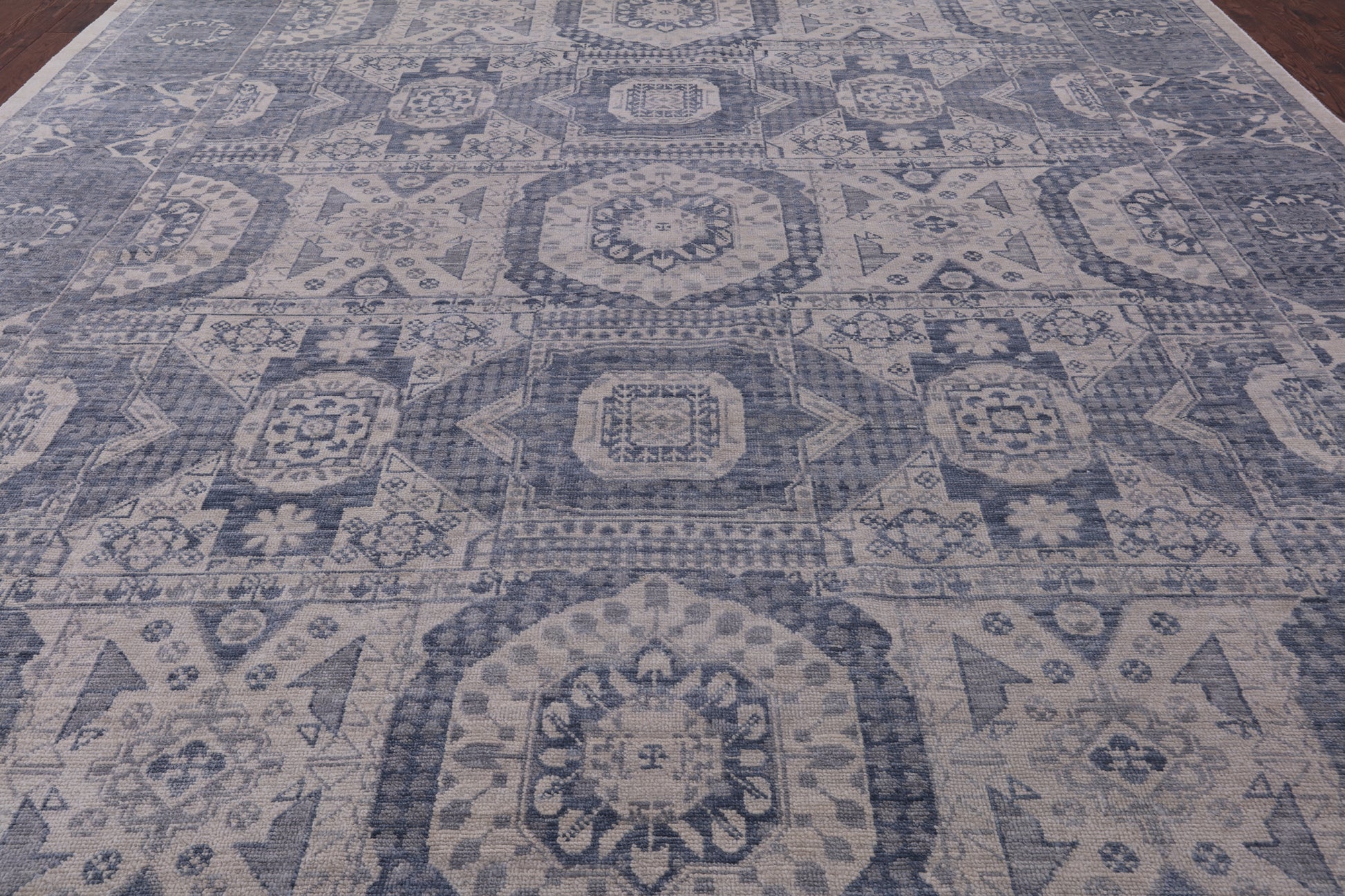Geometric Persian Mamluk Hand Knotted Wool Rug - 12' 3" X 15' 1" - Golden Nile