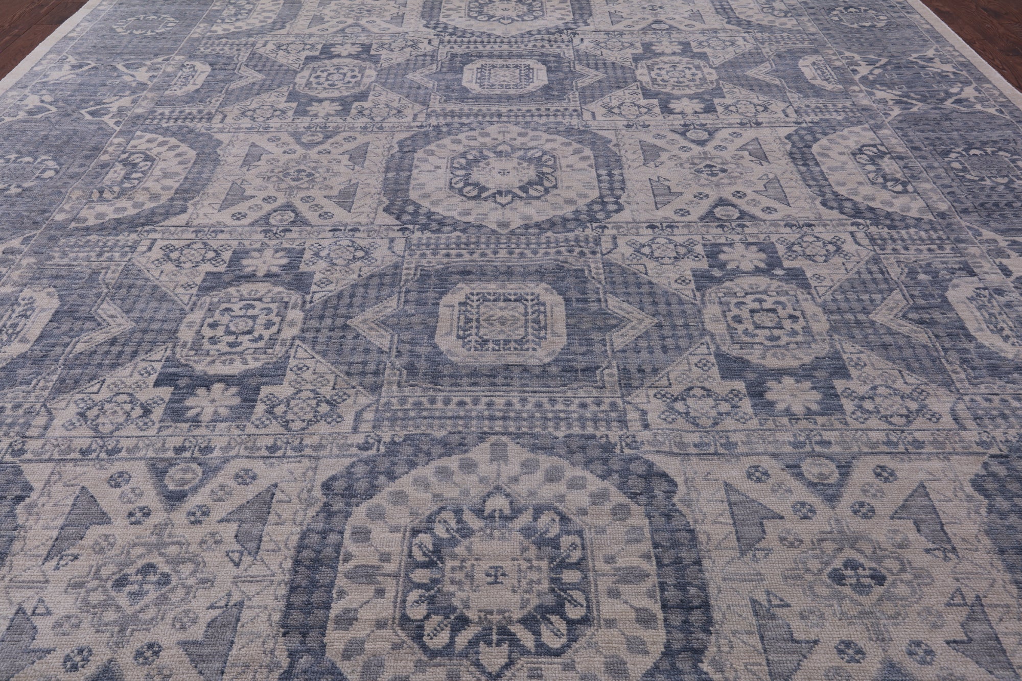 Geometric Persian Mamluk Hand Knotted Wool Rug - 12' 3" X 15' 1" - Golden Nile