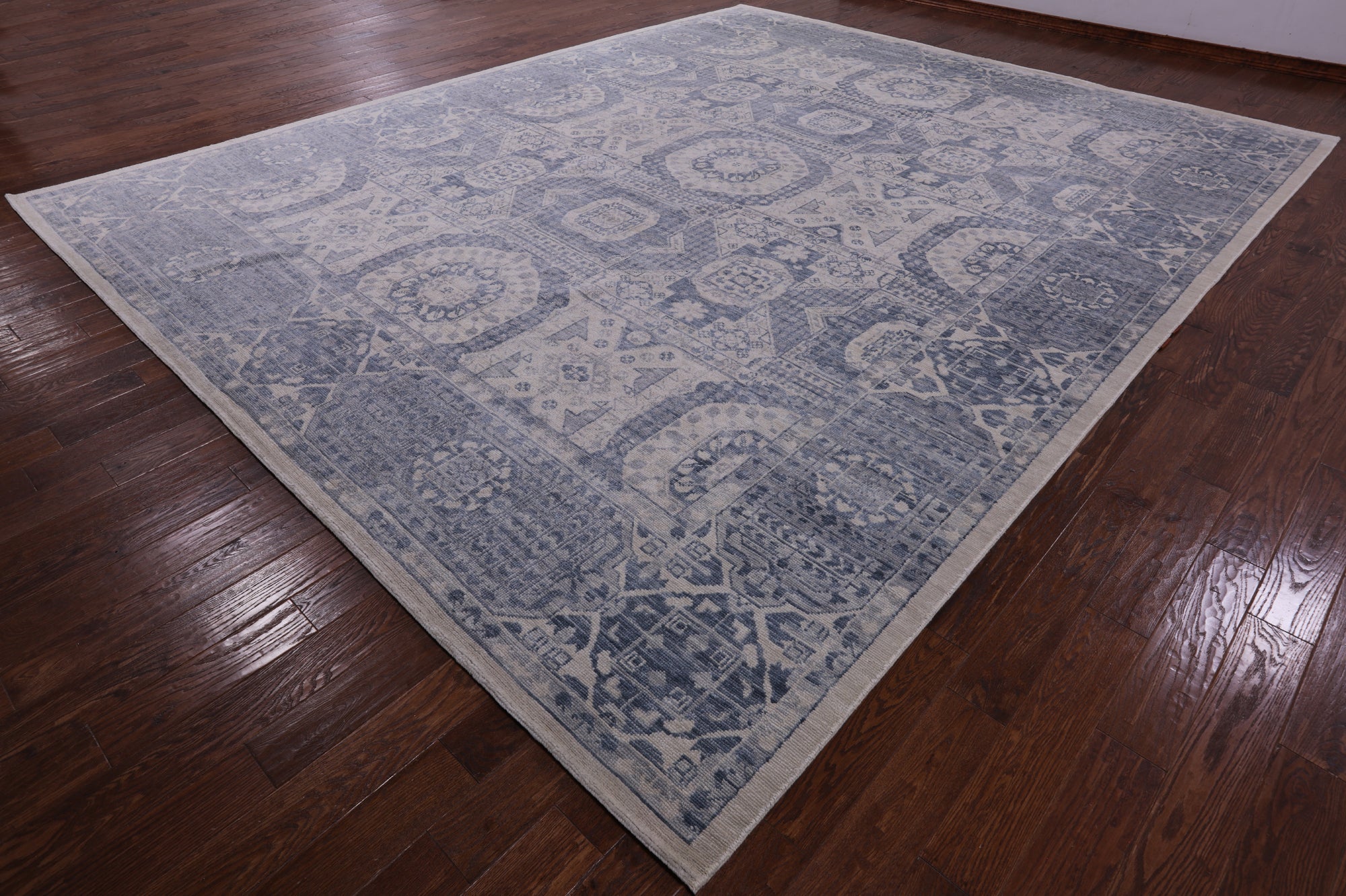Geometric Persian Mamluk Hand Knotted Wool Rug - 12' 3" X 15' 1" - Golden Nile