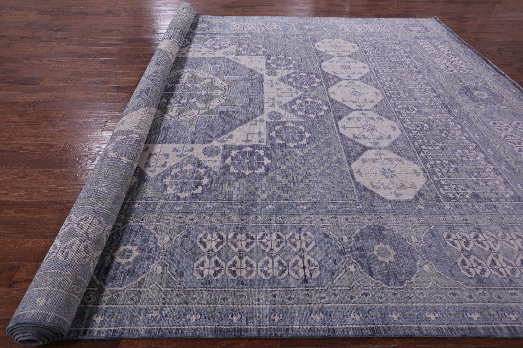 Geometric Persian Mamluk Hand Knotted Wool Rug - 12' 3" X 18' 1" - Golden Nile