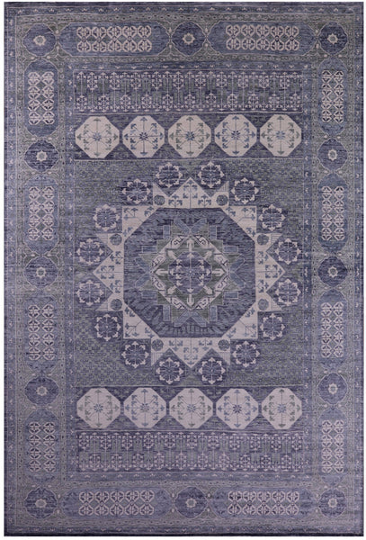 Geometric Persian Mamluk Hand Knotted Wool Rug - 12' 3" X 18' 1" - Golden Nile