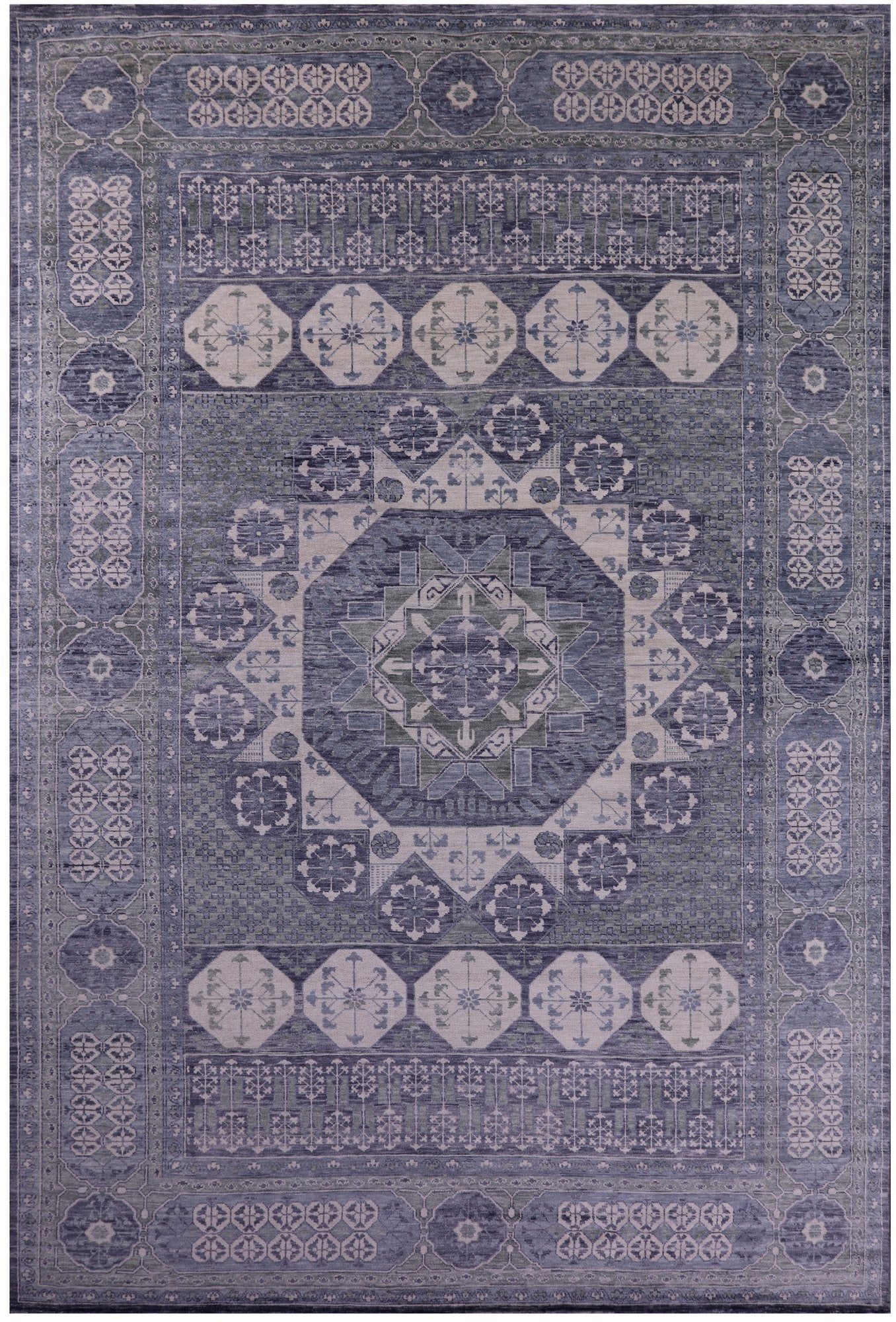 Geometric Persian Mamluk Hand Knotted Wool Rug - 12' 3" X 18' 1" - Golden Nile