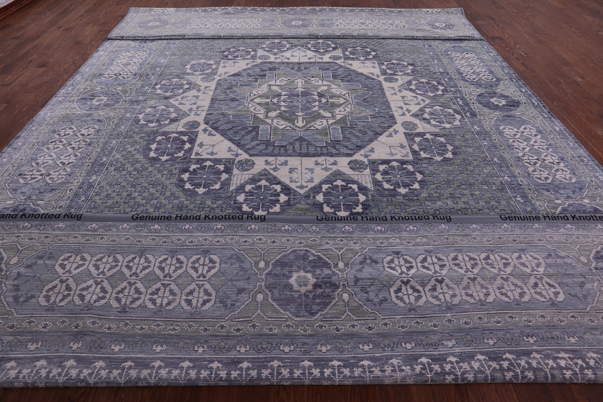 Geometric Persian Mamluk Hand Knotted Wool Rug - 12' 3" X 18' 1" - Golden Nile