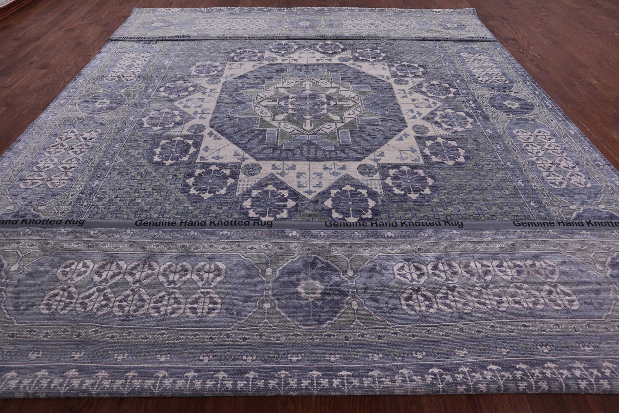 Geometric Persian Mamluk Hand Knotted Wool Rug - 12' 3" X 18' 1" - Golden Nile
