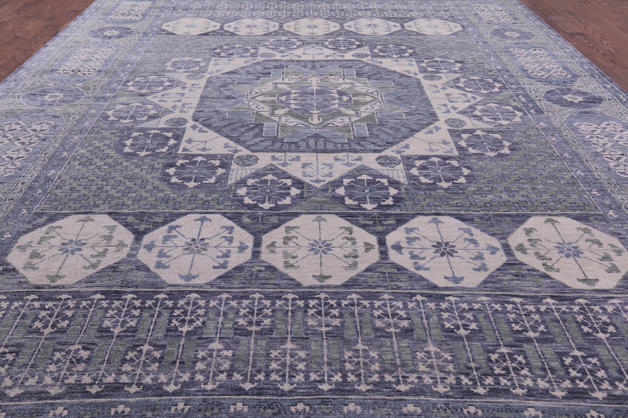 Geometric Persian Mamluk Hand Knotted Wool Rug - 12' 3" X 18' 1" - Golden Nile