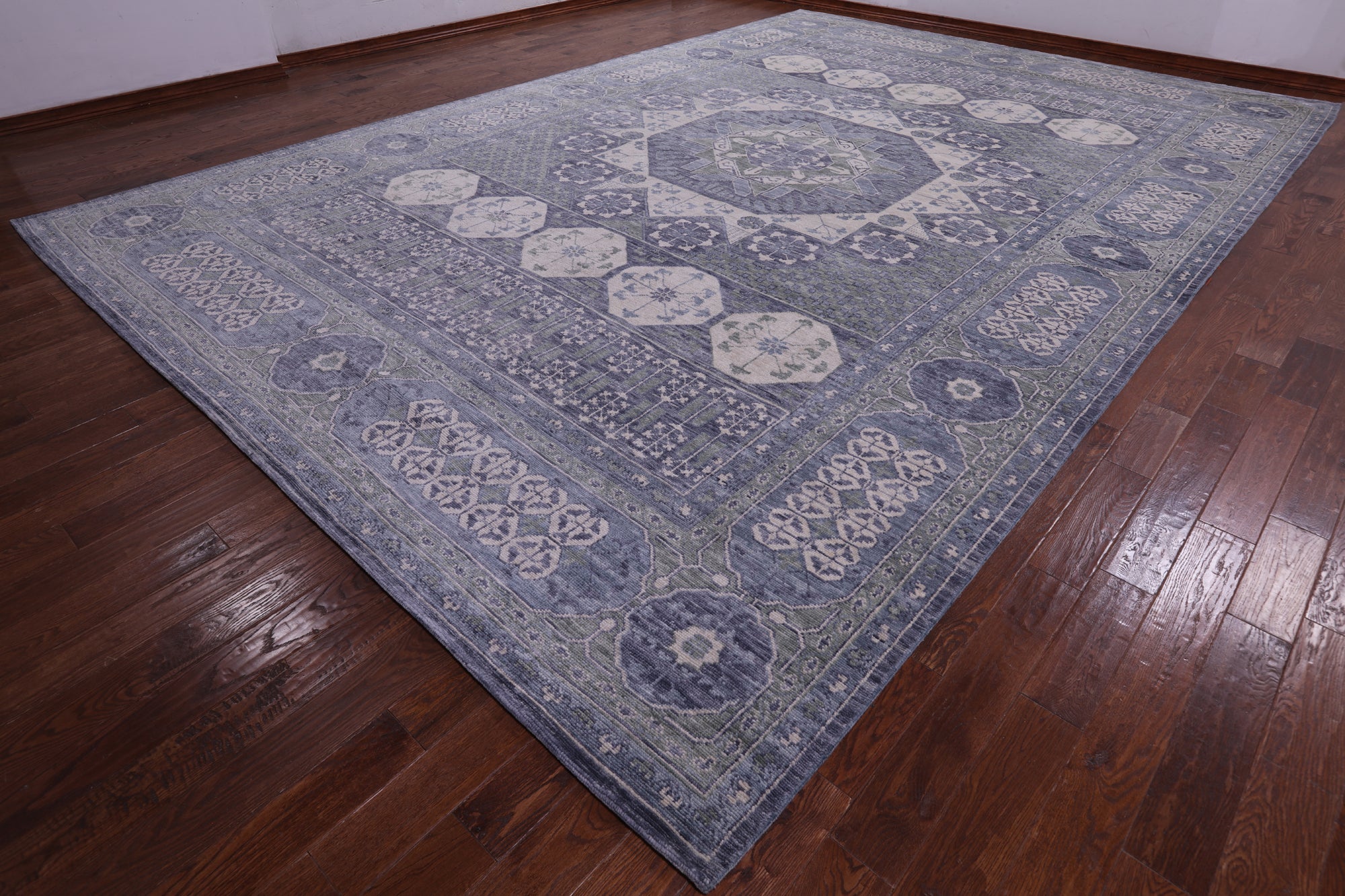 Geometric Persian Mamluk Hand Knotted Wool Rug - 12' 3" X 18' 1" - Golden Nile