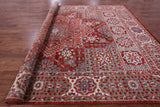 Red Geometric Persian Mamluk Hand Knotted Wool Rug - 10' 2" X 14' 2" - Golden Nile