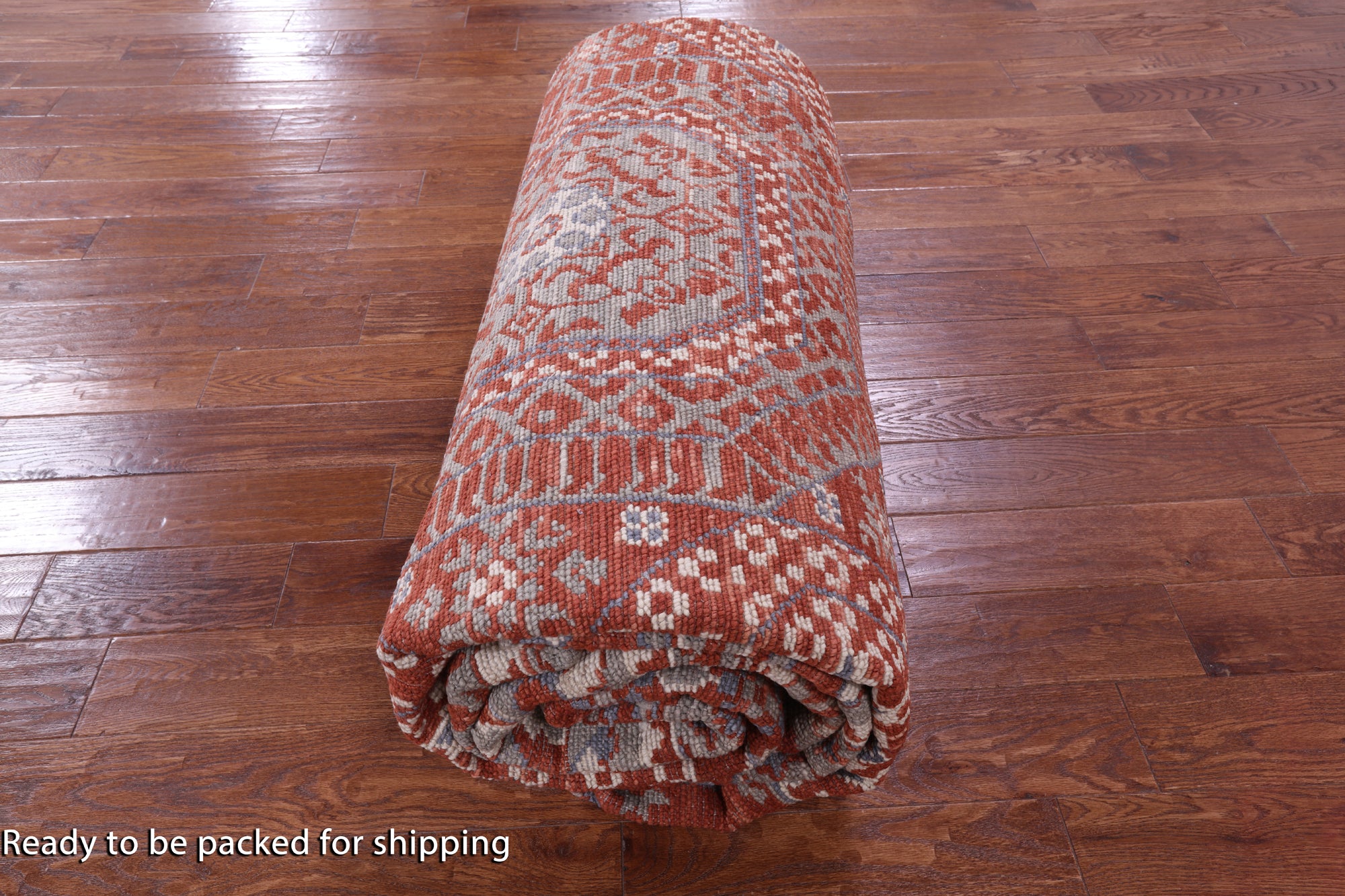 Red Geometric Persian Mamluk Hand Knotted Wool Rug - 10' 2" X 14' 2" - Golden Nile