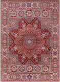 Red Geometric Persian Mamluk Hand Knotted Wool Rug - 10' 2" X 14' 2" - Golden Nile