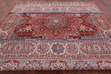 Red Geometric Persian Mamluk Hand Knotted Wool Rug - 10' 2" X 14' 2" - Golden Nile