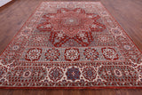 Red Geometric Persian Mamluk Hand Knotted Wool Rug - 10' 2" X 14' 2" - Golden Nile