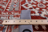 Red Geometric Persian Mamluk Hand Knotted Wool Rug - 10' 2" X 14' 2" - Golden Nile
