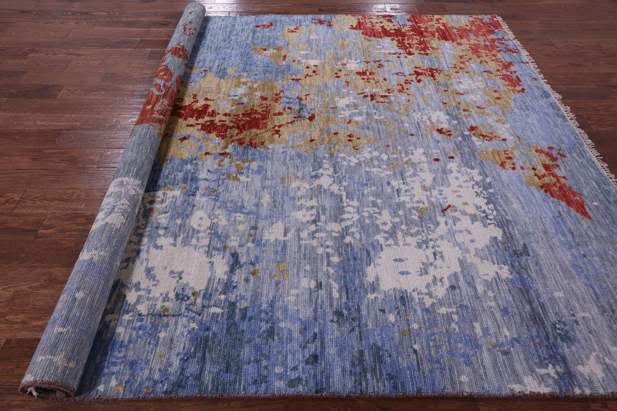 Abstract Modern Handmade Wool Rug - 7' 11" X 9' 11" - Golden Nile