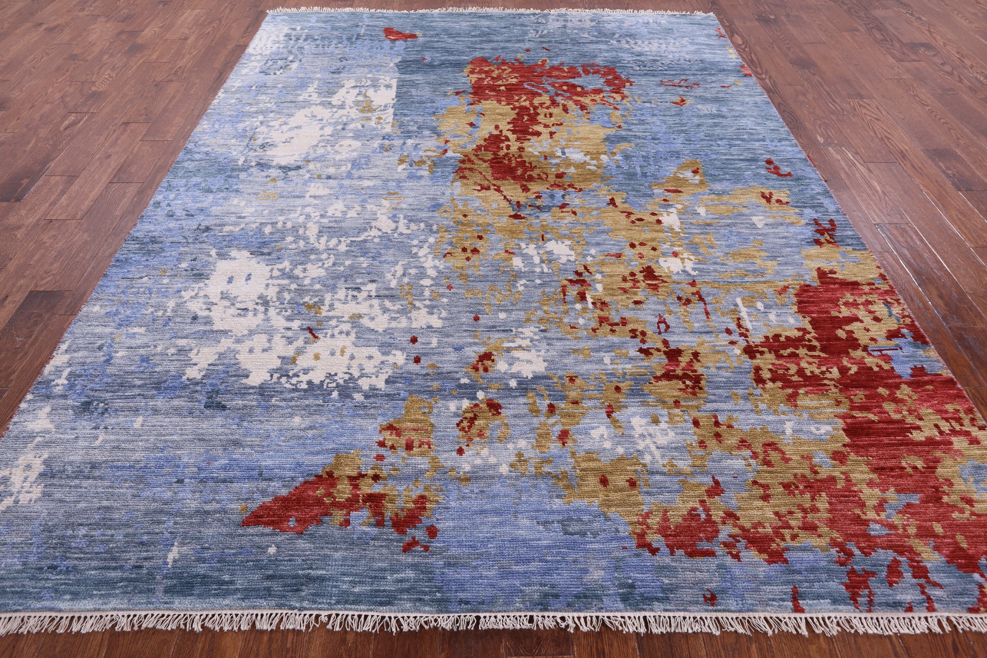 Abstract Modern Handmade Wool Rug - 7' 11" X 9' 11" - Golden Nile