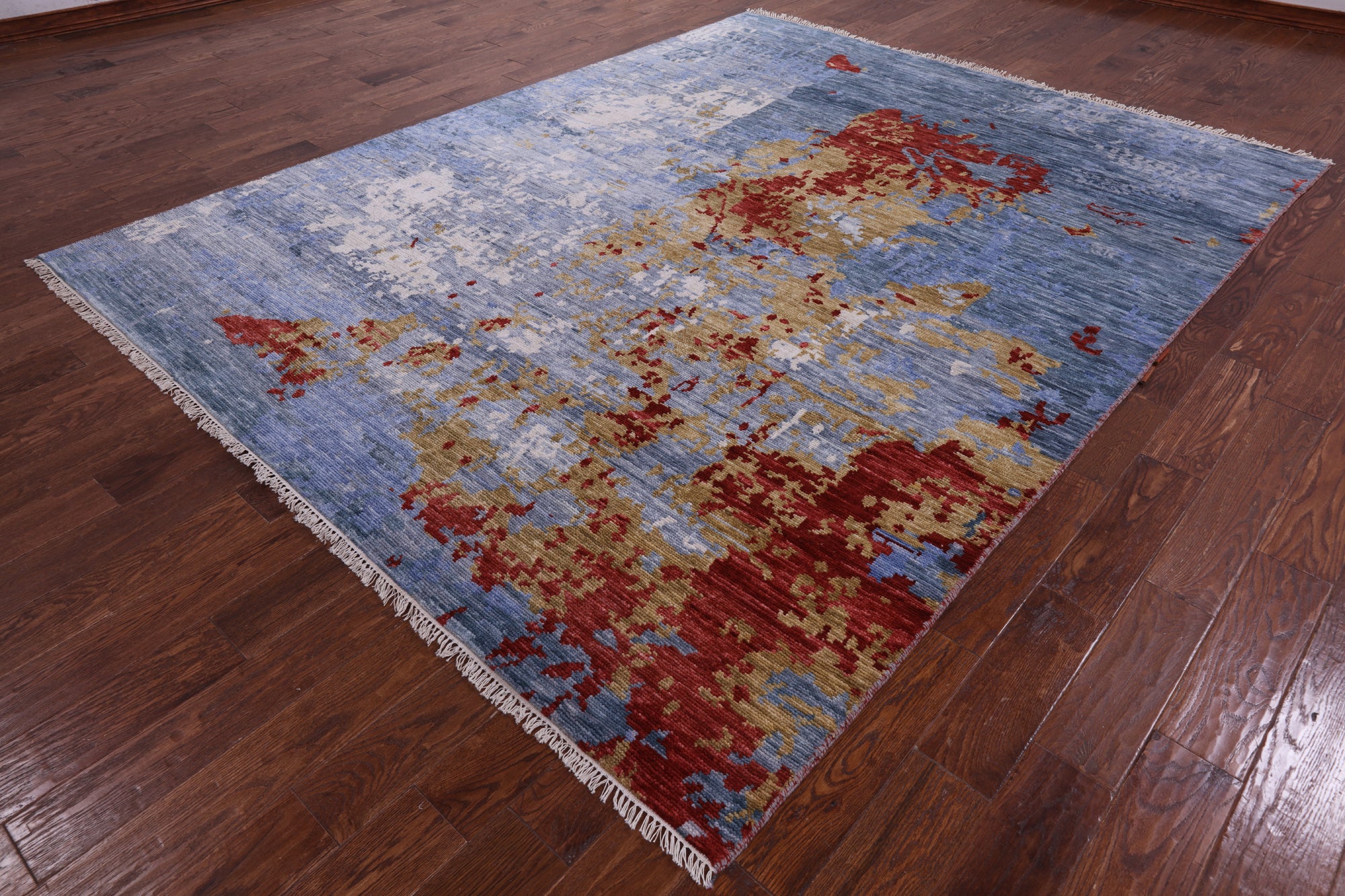 Abstract Modern Handmade Wool Rug - 7' 11" X 9' 11" - Golden Nile