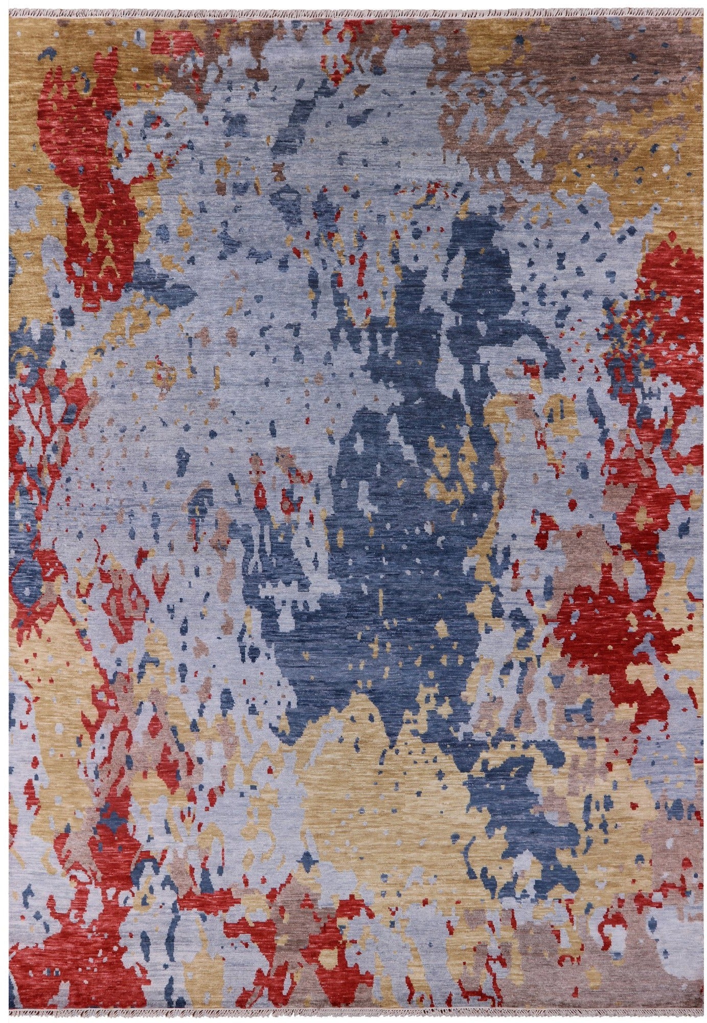 Abstract Contemporary Handmade Wool Rug - 10' 0" X 14' 0" - Golden Nile