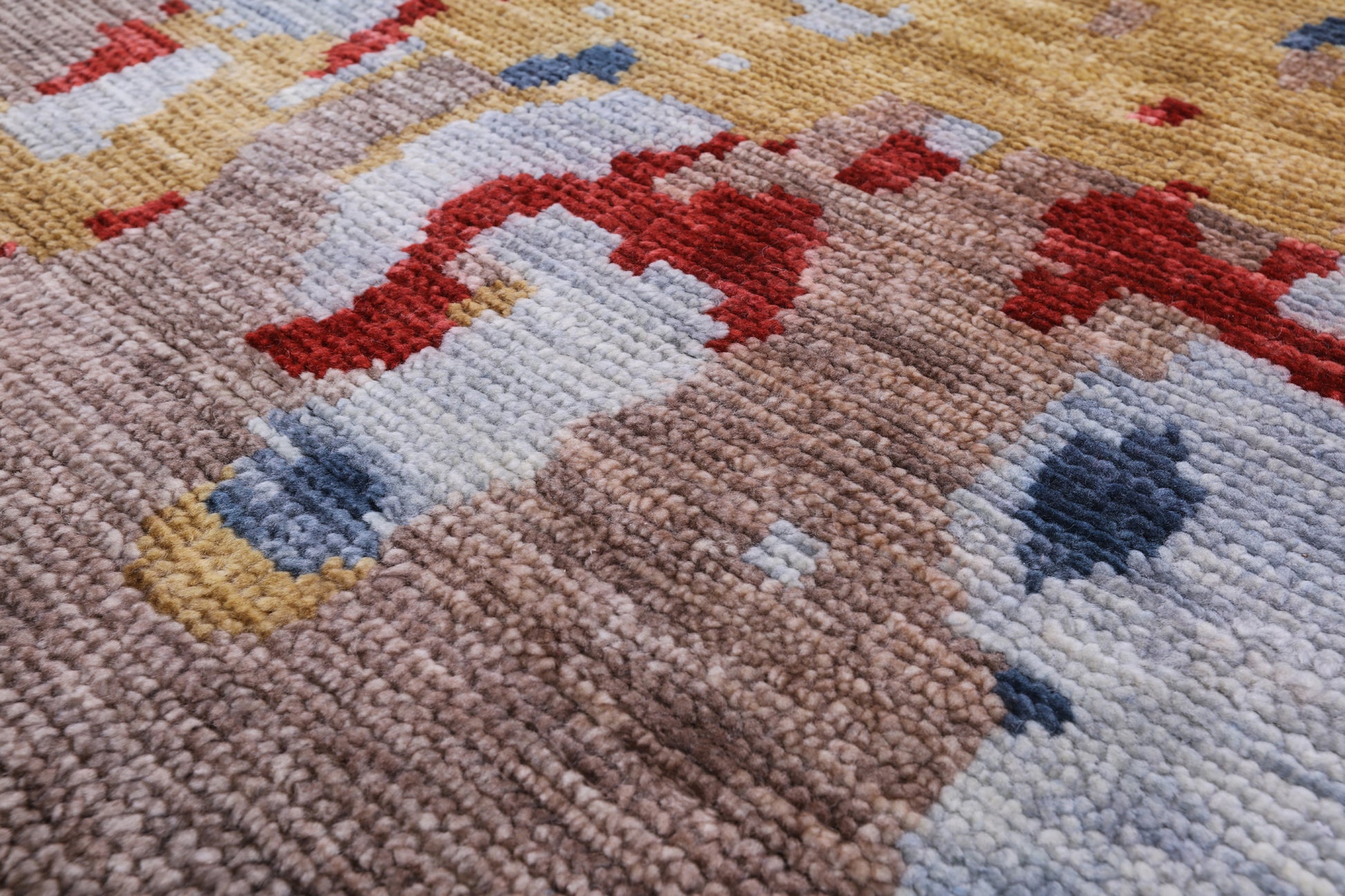 Abstract Contemporary Handmade Wool Rug - 10' 0" X 14' 0" - Golden Nile