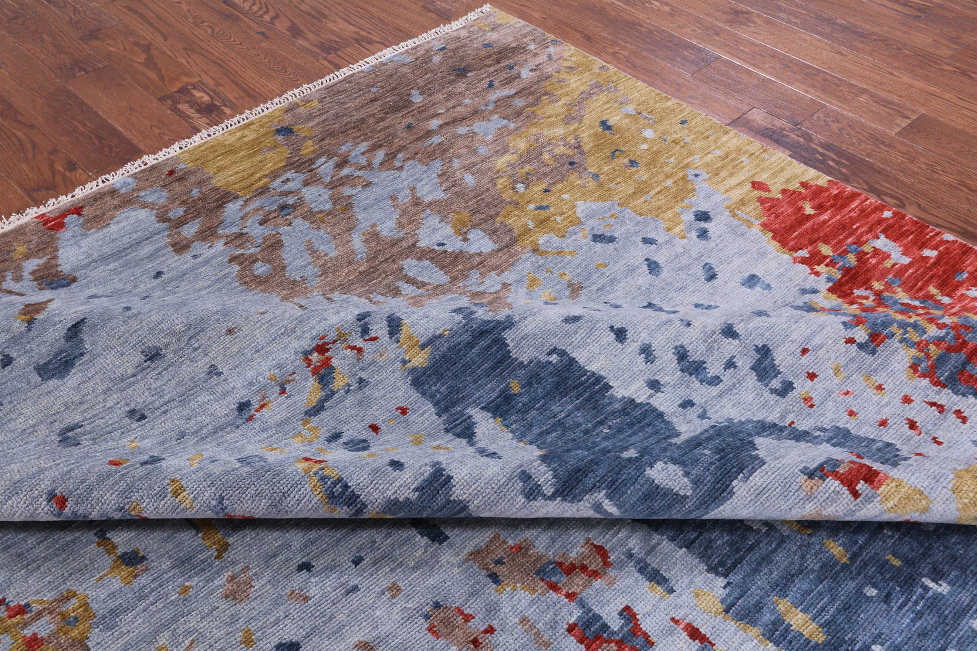 Abstract Contemporary Handmade Wool Rug - 10' 0" X 14' 0" - Golden Nile
