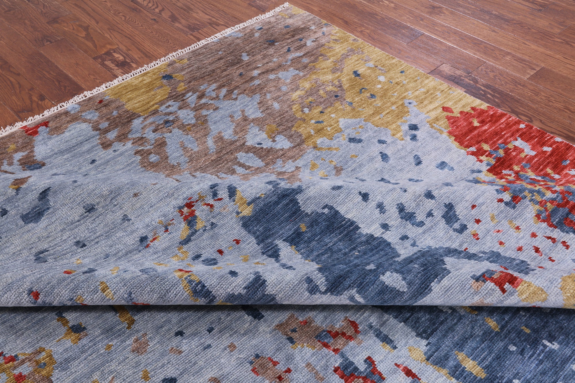 Abstract Contemporary Handmade Wool Rug - 10' 0" X 14' 0" - Golden Nile