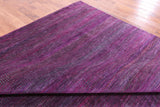 Purple Square Savannah Grass Hand Knotted Wool & Silk Rug - 10' 10" X 11' 3" - Golden Nile