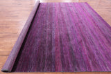 Purple Square Savannah Grass Hand Knotted Wool & Silk Rug - 10' 10" X 11' 3" - Golden Nile