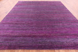 Purple Square Savannah Grass Hand Knotted Wool & Silk Rug - 10' 10" X 11' 3" - Golden Nile