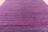 Purple Square Savannah Grass Hand Knotted Wool & Silk Rug - 10' 10" X 11' 3" - Golden Nile