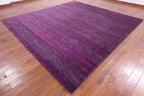 Purple Square Savannah Grass Hand Knotted Wool & Silk Rug - 10' 10" X 11' 3" - Golden Nile