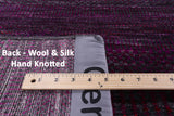 Purple Square Savannah Grass Hand Knotted Wool & Silk Rug - 10' 10" X 11' 3" - Golden Nile