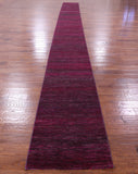 Pink Savannah Grass Hand Knotted Wool & Silk Runner Rug - 2' 6" X 26' 2" - Golden Nile