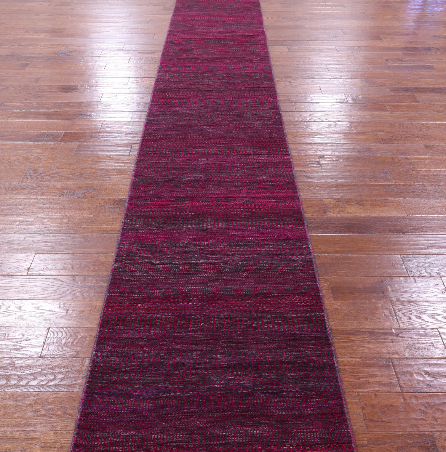 Pink Savannah Grass Hand Knotted Wool & Silk Runner Rug - 2' 6" X 26' 2" - Golden Nile