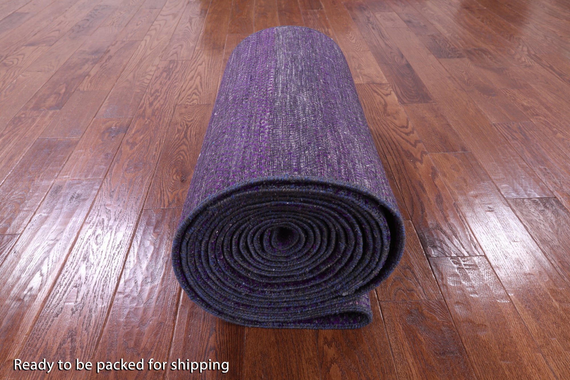 Purple Savannah Grass Hand Knotted Wool & Silk Runner Rug - 2' 7" X 27' 9" - Golden Nile