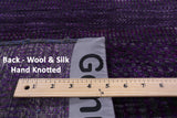 Purple Savannah Grass Hand Knotted Wool & Silk Runner Rug - 2' 7" X 27' 9" - Golden Nile