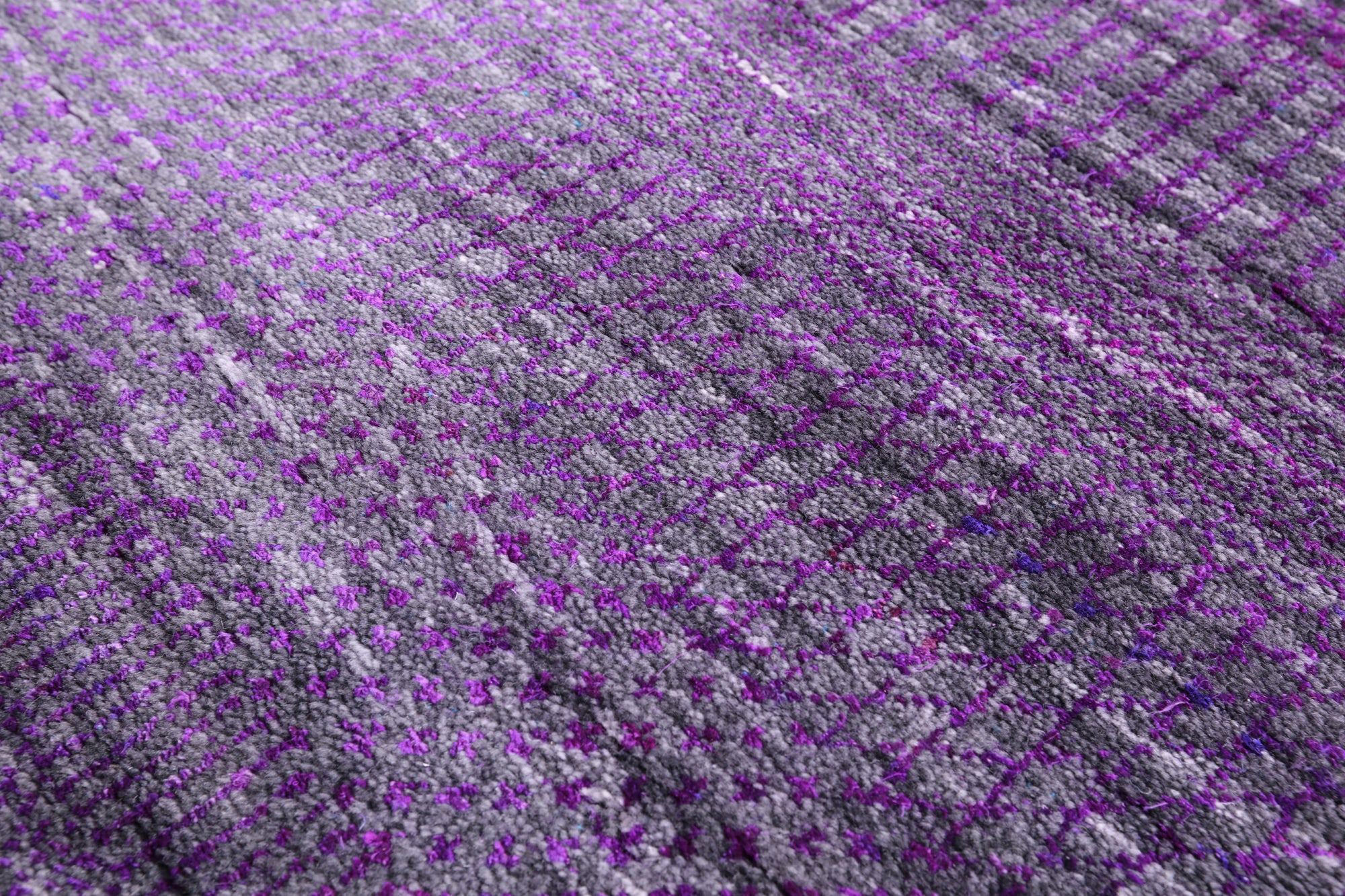 Purple Savannah Grass Hand Knotted Wool & Silk Runner Rug - 2' 5" X 19' 11" - Golden Nile
