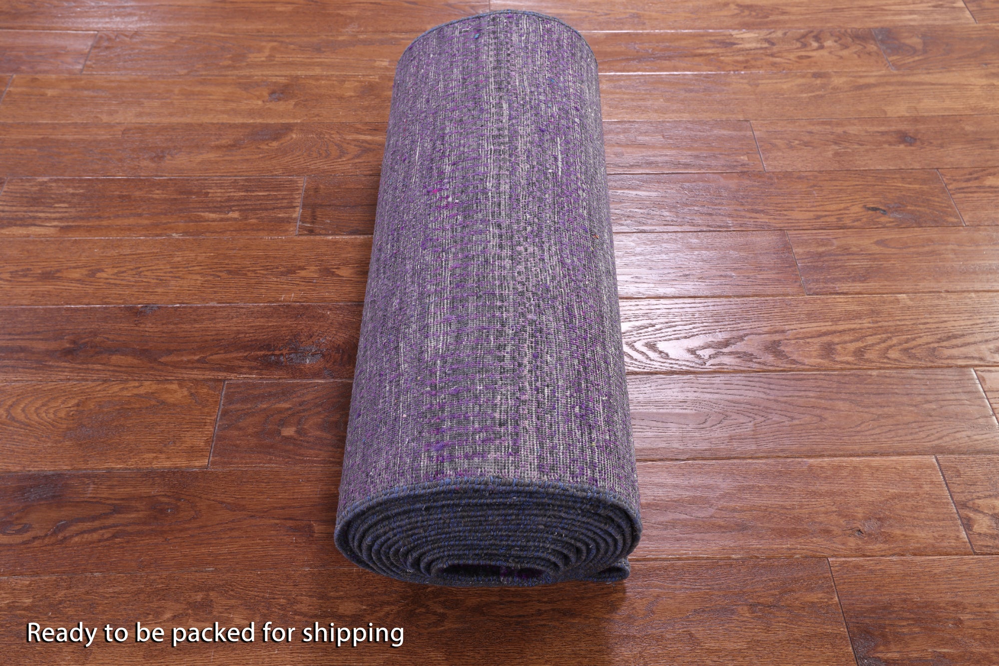 Purple Savannah Grass Hand Knotted Wool & Silk Runner Rug - 2' 5" X 19' 11" - Golden Nile