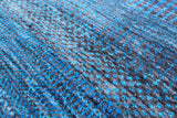Blue Savannah Grass Hand Knotted Wool & Silk Runner Rug - 2' 7" X 21' 11" - Golden Nile